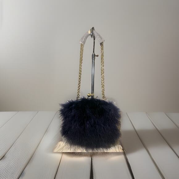 NWT RARE Coach Poppy Patent Floral Fur Bag 21324 BA/BL Navy Blue with Dust Bag - Picture 11 of 14